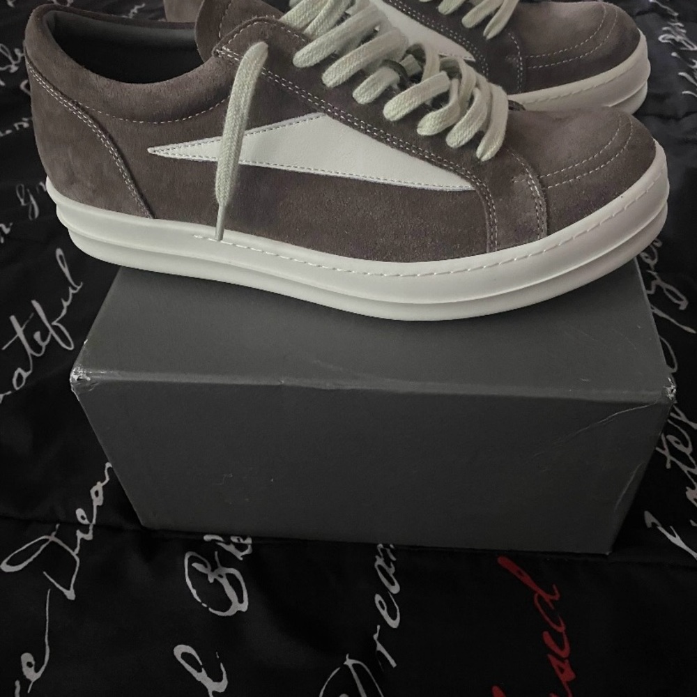 Rick Owens Taupe and White Sneakers